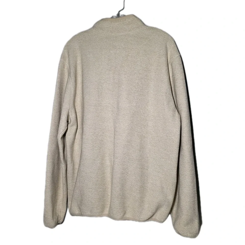 Eddie Bauer Sweater Mens Large Beige Fleece Quarter Snap Neck Pullover Outdoors
